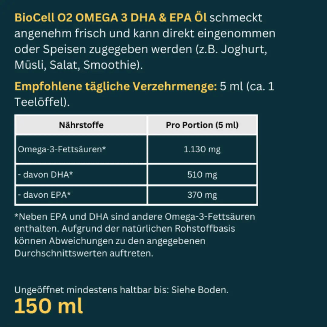 Flüssiges Omega 3 Fischöl mit Zitronengeschmack – BioCell O2